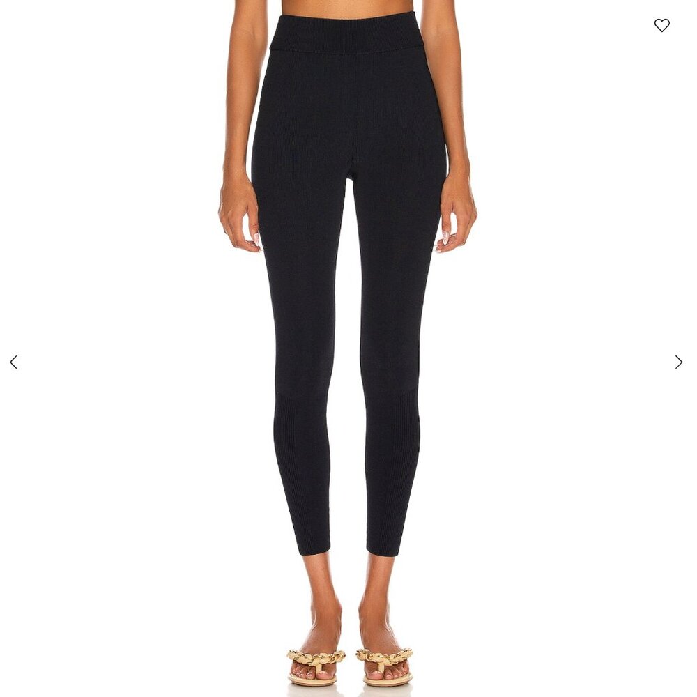 NEW size L Victoria Beckham Ribbed Leggings NAVY BLUE Color - Picture 2 of 16